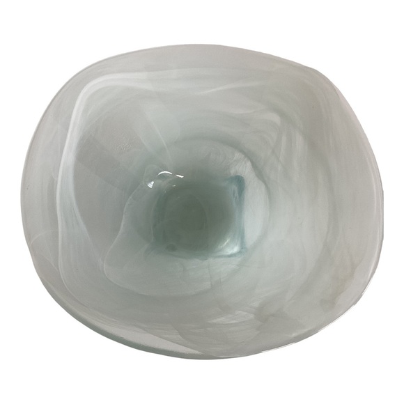 Pier 1 Imports White Swirl Recycled Glass Abstract Square Bowl Spain VTG EUC - Picture 7 of 16